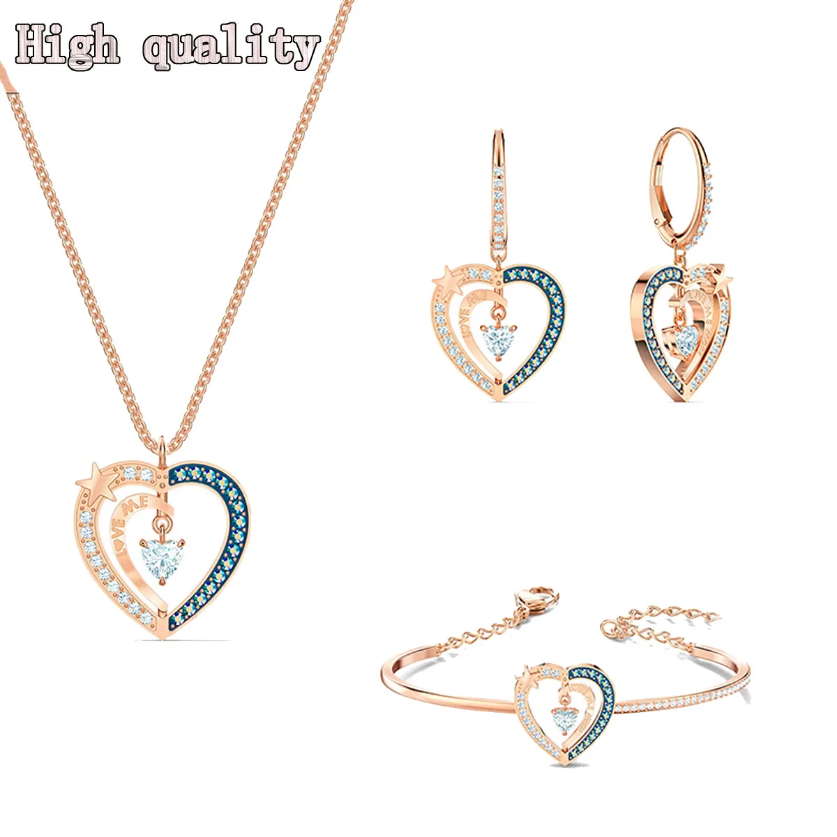 

Fashion Jewelry High Quality SWA Charm Exquisite Starry Night Heart Shaped Lady Jewelry Necklace Gothic Necklace Romantic Gift
