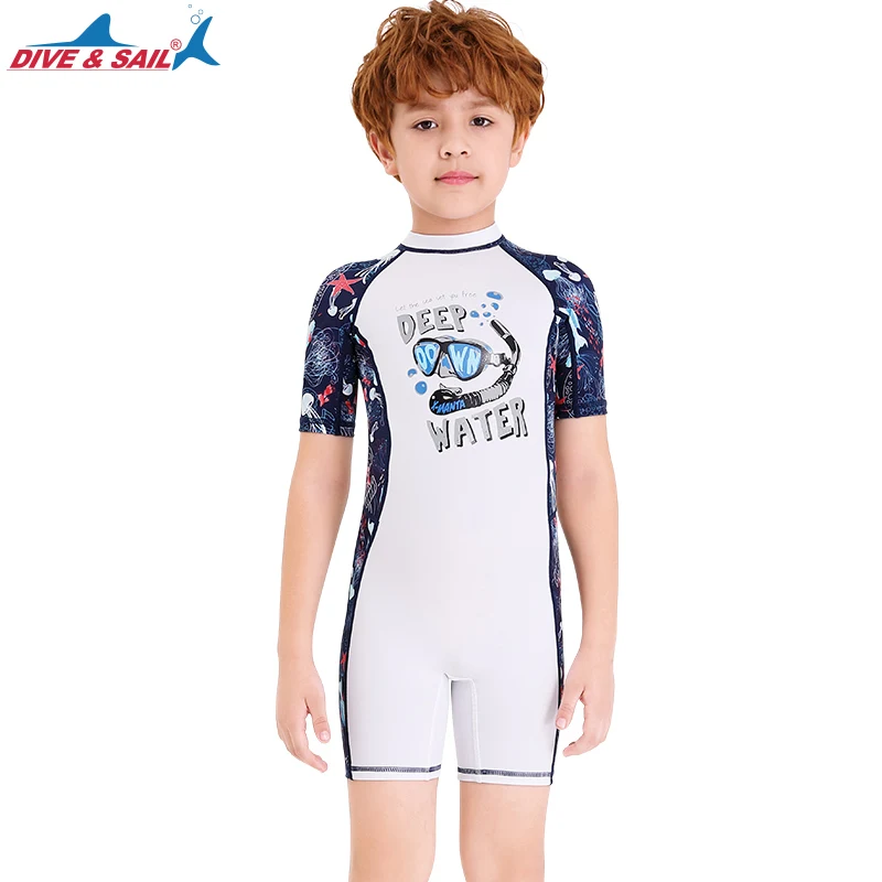 Детский Теплый купальник гидрокостюм из лайкры на молнии сзади для мальчиков и