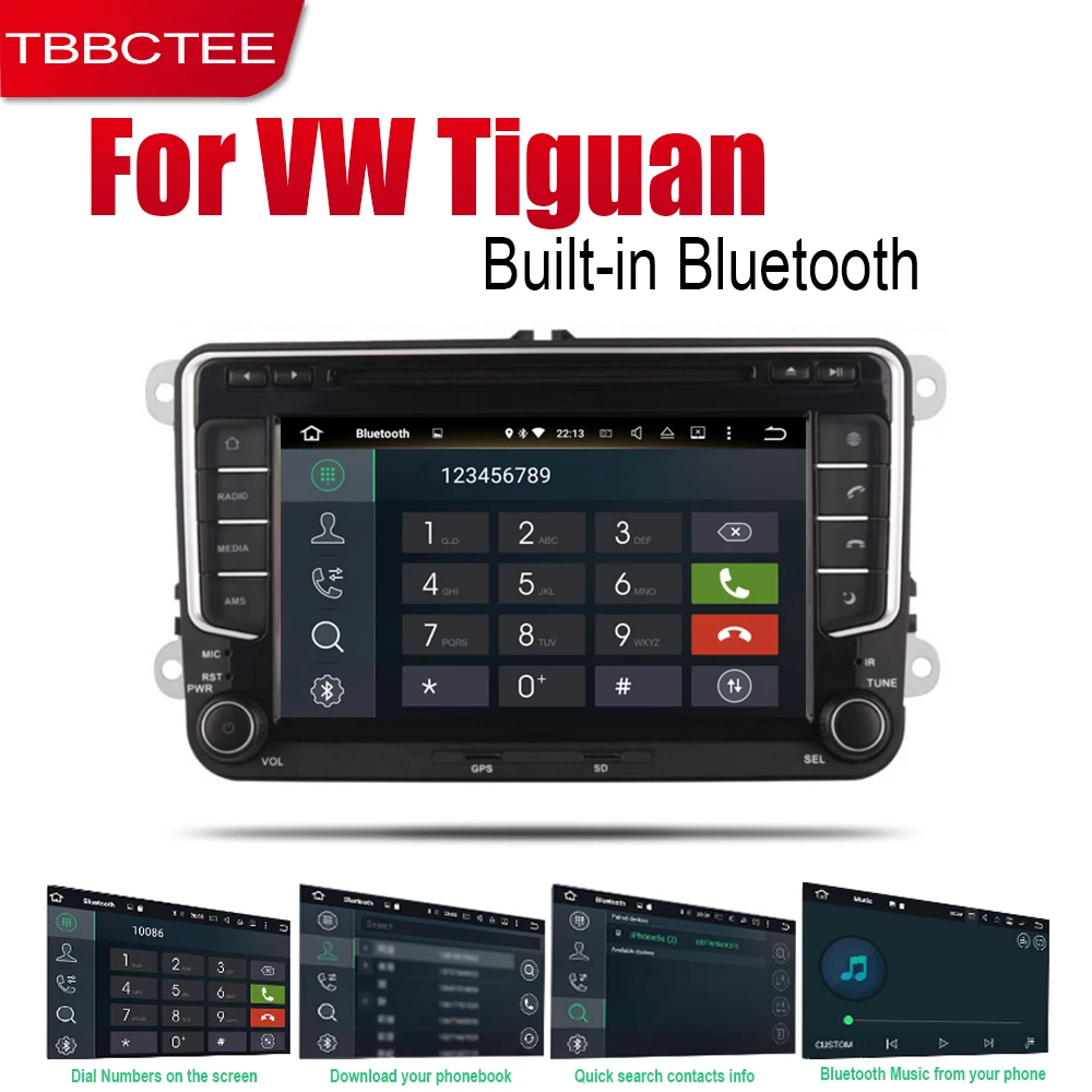 Автомагнитола 2DIN Android стерео GPS-навигация для Volkswagen VW Tiguan 2007 2008 2009 2010 2012 2013 2014 Wi-Fi |