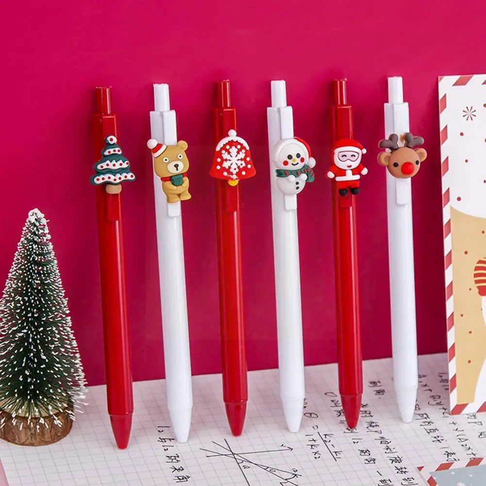 

1PCS Christmas Press Gel Pen Creative Cartoon Students Pen Kawaii Gift Stationery 0.5mm Christmas Pen Press Gel Students Wr L6A0