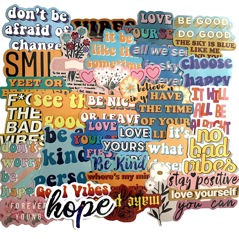 Pegatina con frases motivacionales para port&aacute;til, pegatinas de grafitis para bricolaje, sala de estudio, &aacute;lbum de recortes, 40 Uds., 2021-0