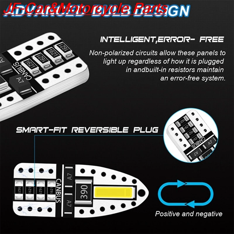 

10PCS T10 W5W Car Interior Lights Led Bulbs Dome Light Parking Light Side Marker Light Canbus 192 168 license Plate Lights