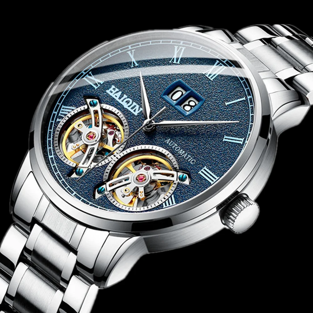 HAIQIN модные мужские часы высокого класса люкс Турбийон Автоматические