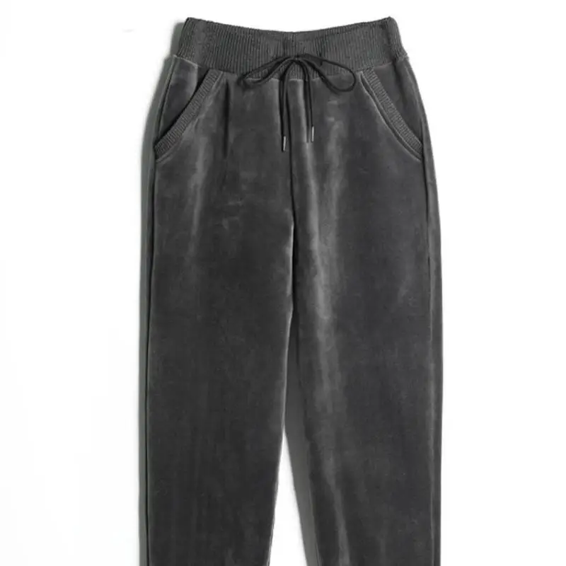 2020 зимние Бархатные толстые золотые бархатные корейские свободные женские брюки