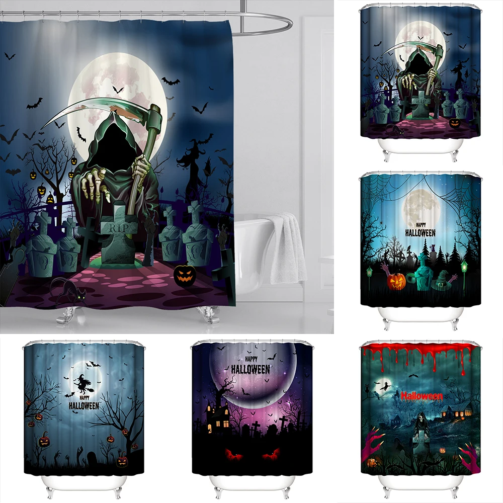 DIDIHOU 1PC Halloween Shower Curtain For Bedroom Pedestal Rug Lid Toilet Cover Mat Bath Set Bathroom Curtains | Дом и сад