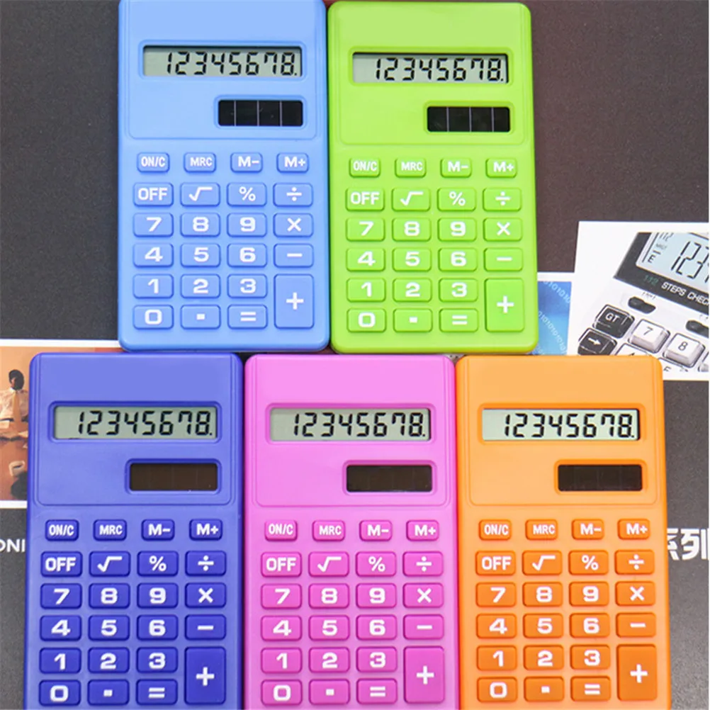 

Pro Cartoon Mini Calculator 8 Digits Display Dual Power Supply Cute Candy Calculadora Solar Hesap Calculatrice Solaire