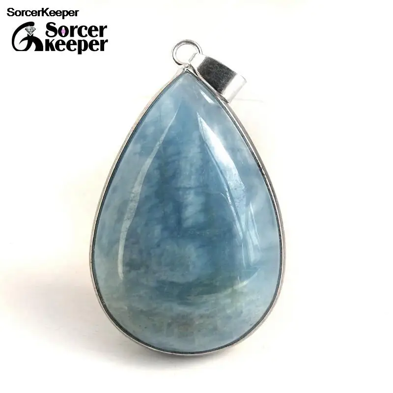 

Натуральный аквамарин, синий кулон, настоящий натуральный камень, цепочка для ключицы, подвески, ожерелья для мужчин и женщин, Винтажные Юве...