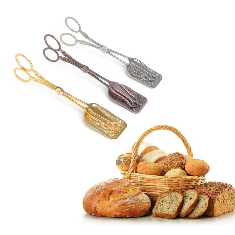 Vintage Retro Food BBQ Salad Toast Tongs Cake Pastry Tea Clip Clamp Kitchen Tool