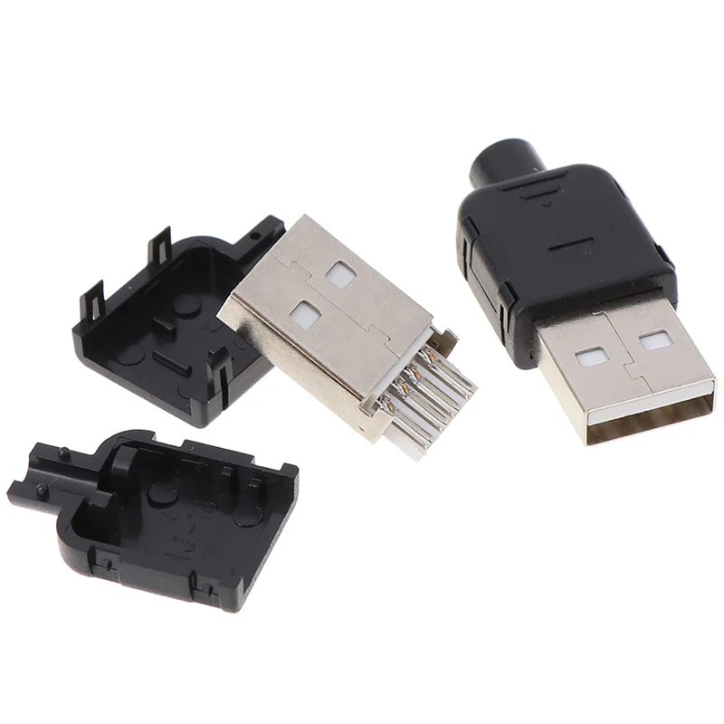 

10 Sets DIY USB 2.0 Connector Plug A Type Male 4 Pin Assembly Adapter Socket Solder Type Shell For Data Connection