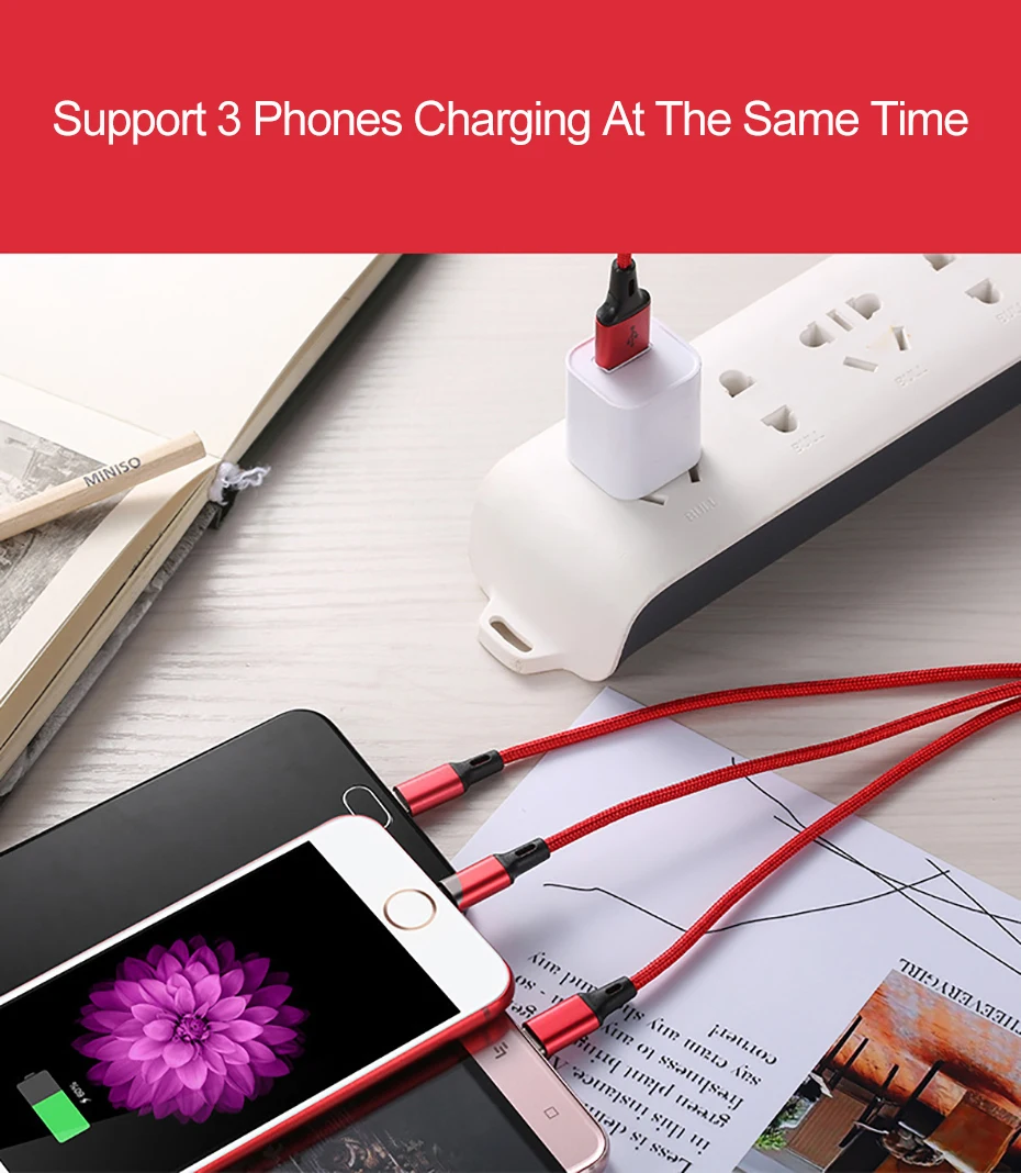 Musyue 3 в 1 USB кабель для iPhone samsung huawei Xiaomi usb type C кабель Micro USB кабель 3A телефонный кабель для iPhone 7 8 Plus XR