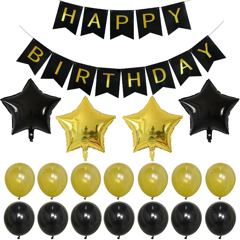 

31 шт. баннер на день рождения, латексные воздушные шары с надписью, праздничные шары со звездой, украшения для детского дня рождения, товары ...