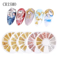 crismo mixed color chameleon nail rhinestone in wheel metal chain leaf patterns 3d stone nail art decoration idea nail