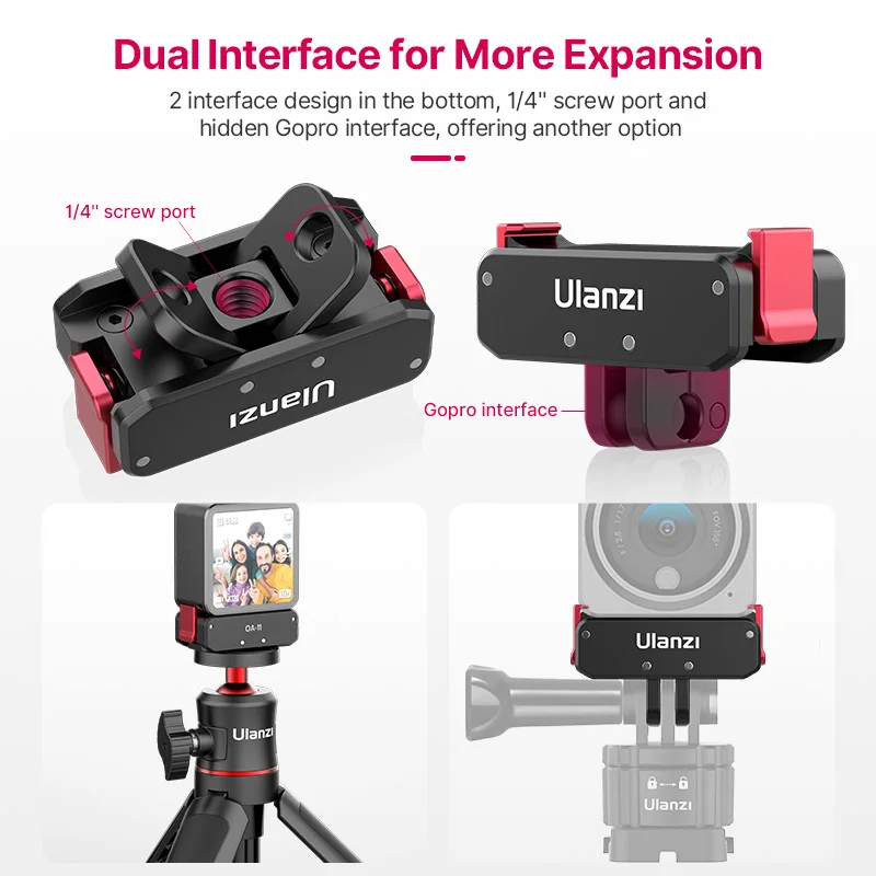 Ulanzi OA-11 Magnetic Power Supply Base Dual Interface Folding for DJI Osmo Action 2 Foldable Mount Adapter |