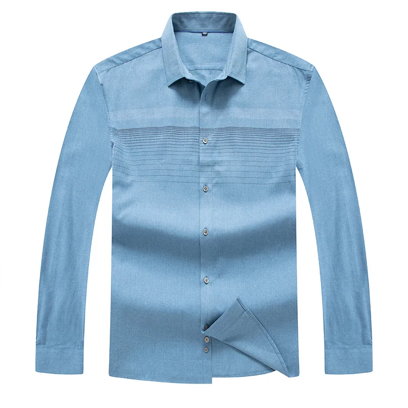 

Fashion men's new spring and autumn long sleeve shirt fat plus size loose casual Lapel shirt for middle-aged and young people