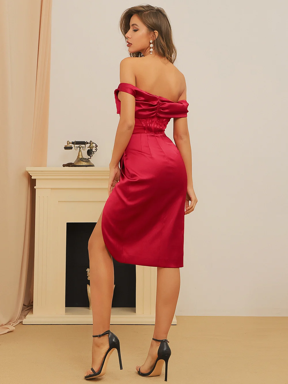 

SLADUO New Summer Women Fashion Slash Neck Red Dress Sexy Sleeveless Draped Celebrity Club Evening Runway Casual Party Dress2021