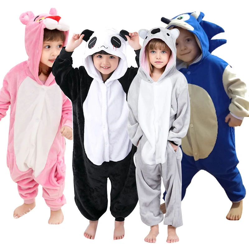 Kids Kigurumi Unicorn Pajamas Cat Children Baby Animal Overalls Jumpsuit Onesie One-Piece Sleepwear Girls Cosplay Pyjama Costume