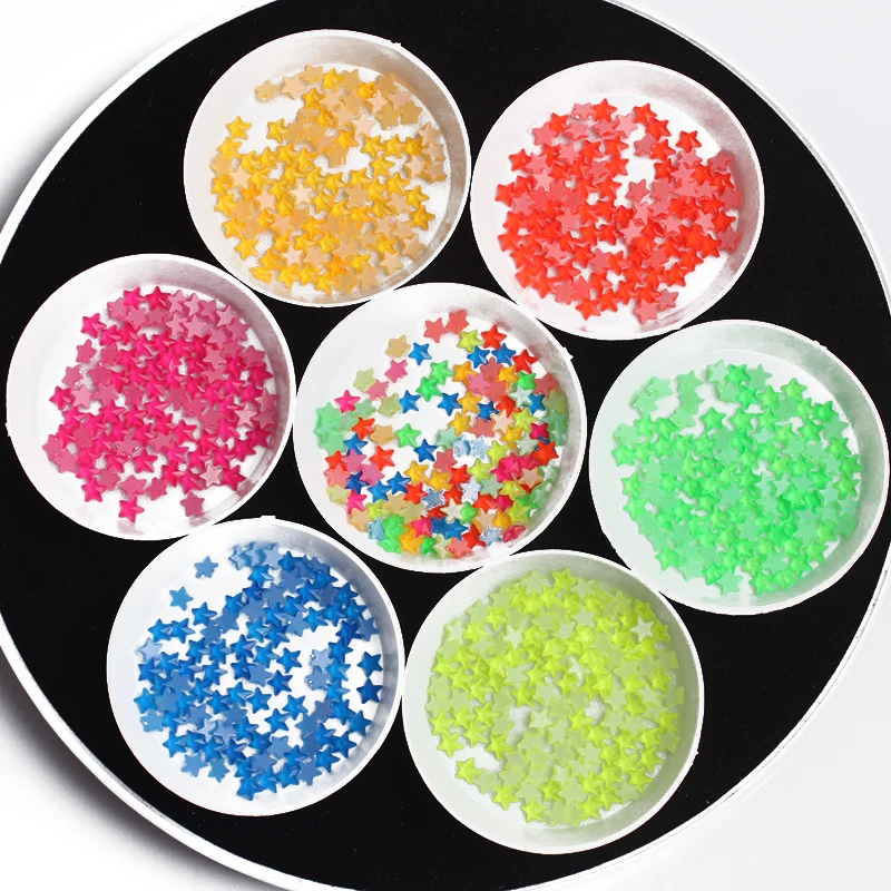 Горячая Распродажа звезда 5 мм Стразы для дизайна ногтей florescent плоские Необычные