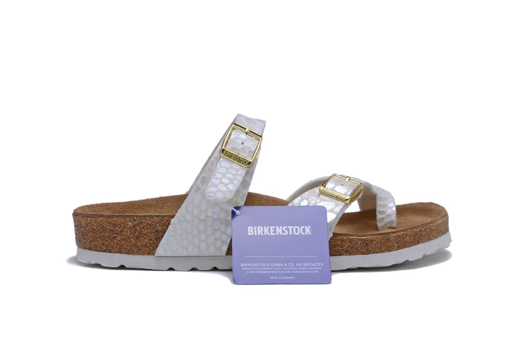 Женские сандалии на плоской подошве Birkenstock летние пробковые тапочки