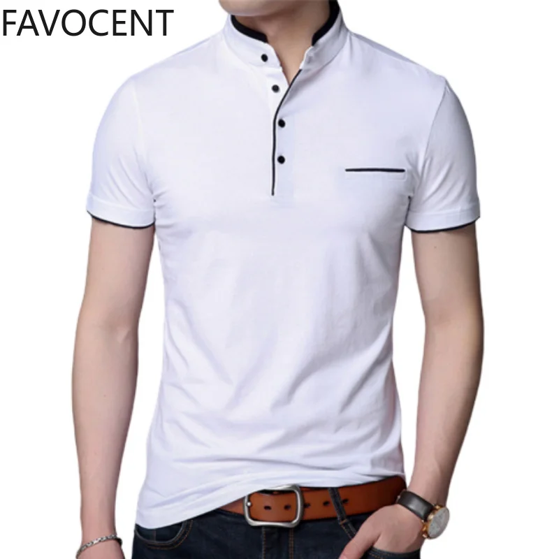 

Men's Polo Shirt Short Sleeve Solid Color Polo Shirt Men's Fashion Standing Collar Masculina Casual Cotton Top Plus Size M-4XL