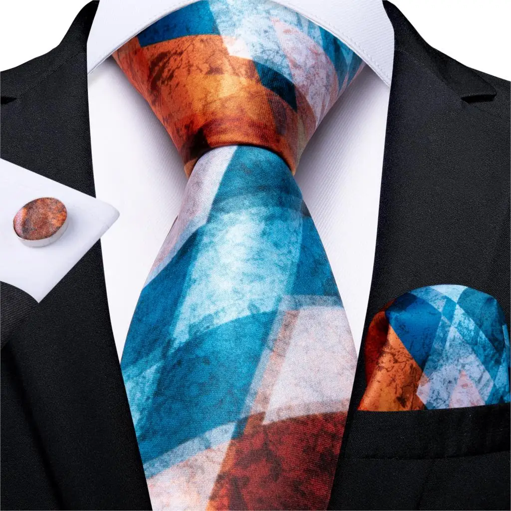 

Новый Дизайнерский Модный мужской галстук золотой синий Новинка свадебный галстук для мужчин запонки платок Шелковый мужской набор галсту...