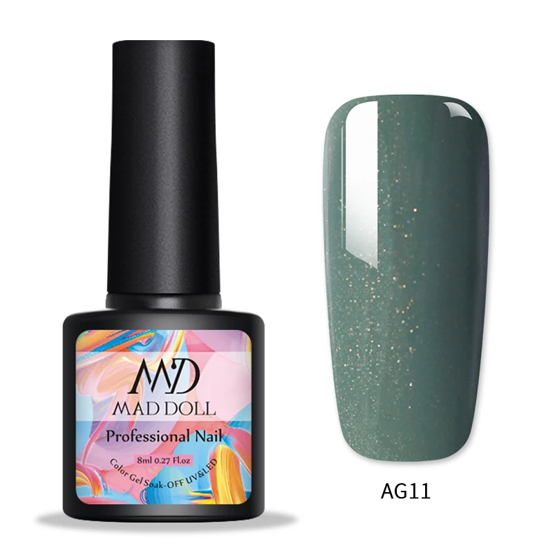 AG11 1 бутылка MAD DOLL Гель-лак для ногтей мерцающий отмачивающийся УФ-Гель-лак желтый осенне-зимняя серия стойкий УФ-Гель-лак для ногтей - Цвет: AG11