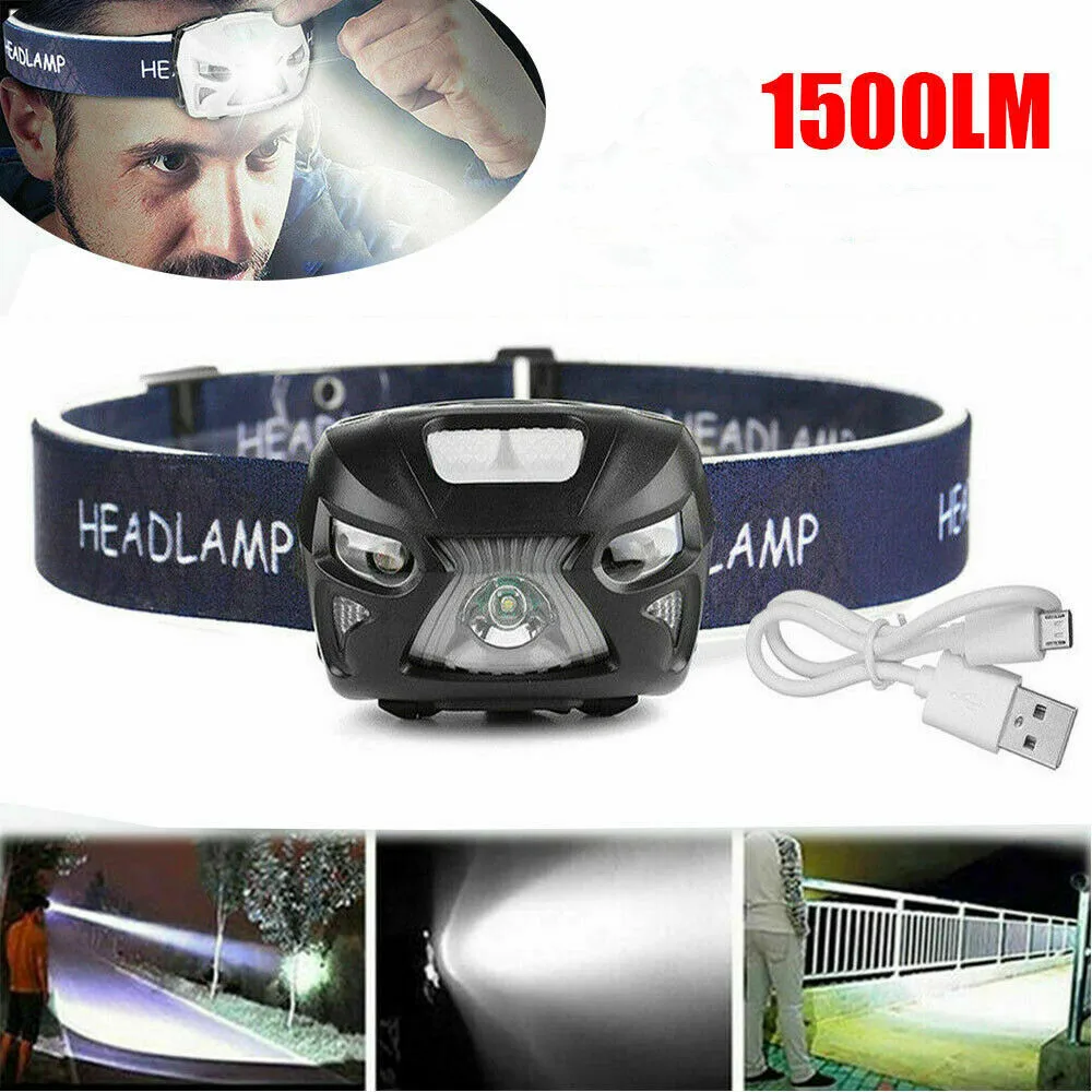 Перезаряжаемые движения тела Сенсор головной светильник мощный супер яркий