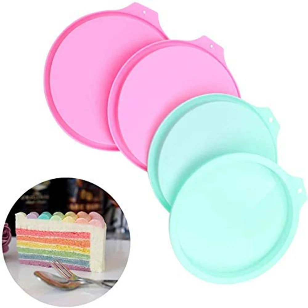 

Формы для тортов-4 шт. 6,8-дюймовый круглый силиконовый чехол с антипригарным покрытием наслоения формы для выпечки, "сделай сам" Радуга печенья прессформы, набор, Кухня гаджет
