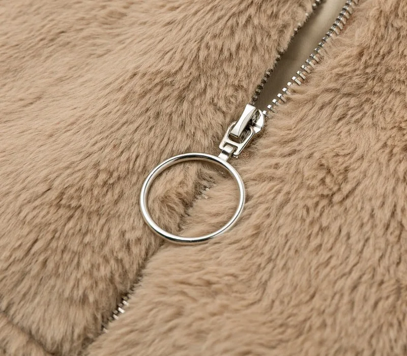 Повседневный женский зимний кардиган на молнии из искусственного меха кролика