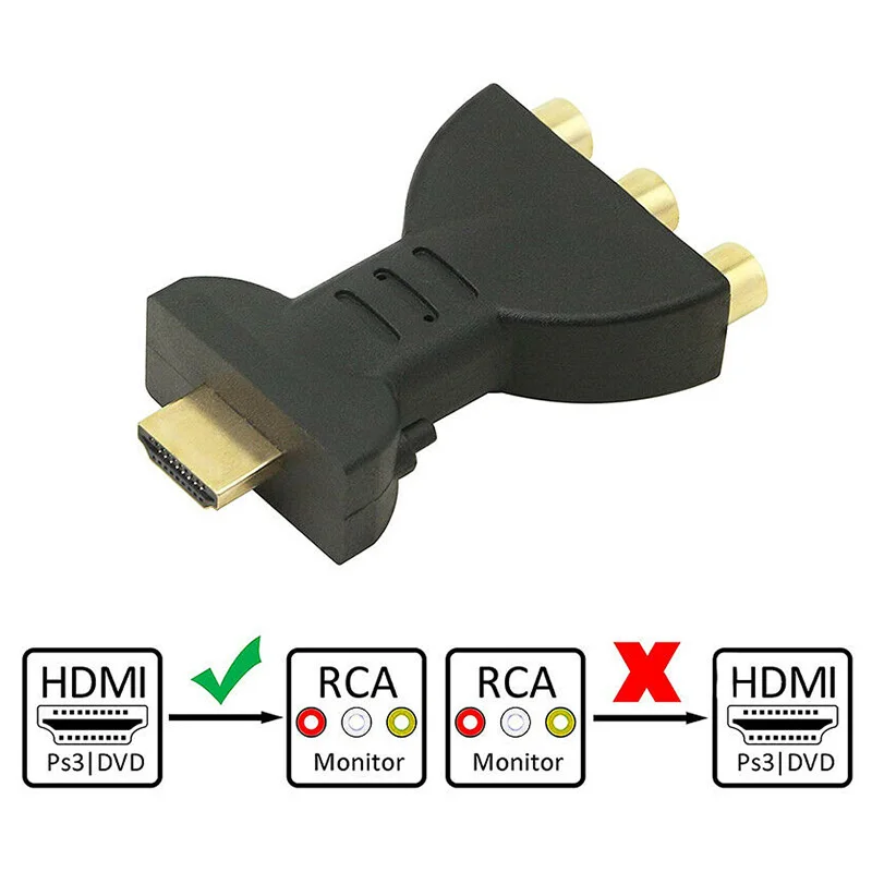 Видеоадаптер 70x40x15 мм/2 75x1 57x0 59 дюйма HDMI-совместим с 3 видеоадаптерами RGB/RCA цифровым