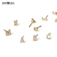 sipengjel fashion korea initail letter stud earrings for women dainty diy name cartilage piercing earrings jewelry