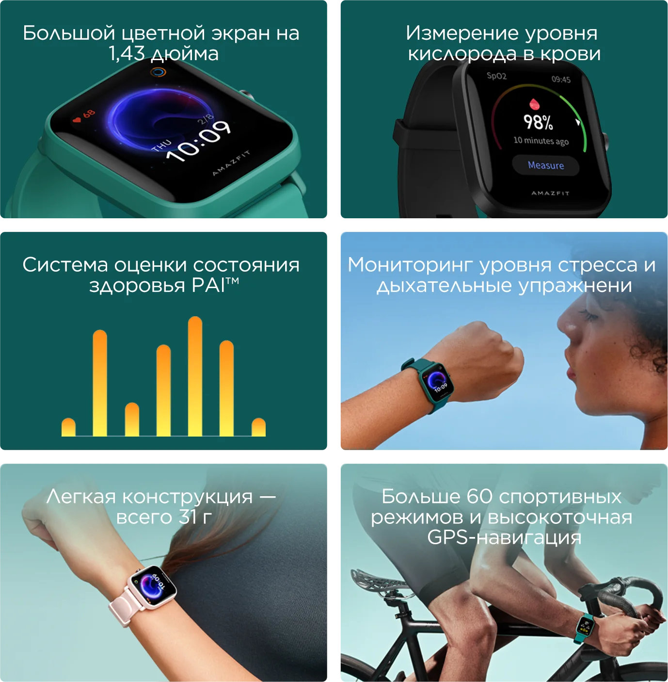 Смарт часы Amazfit Bip U Smart watch цветной экран водостойкие 5 АТМ 60 + спортивный режим