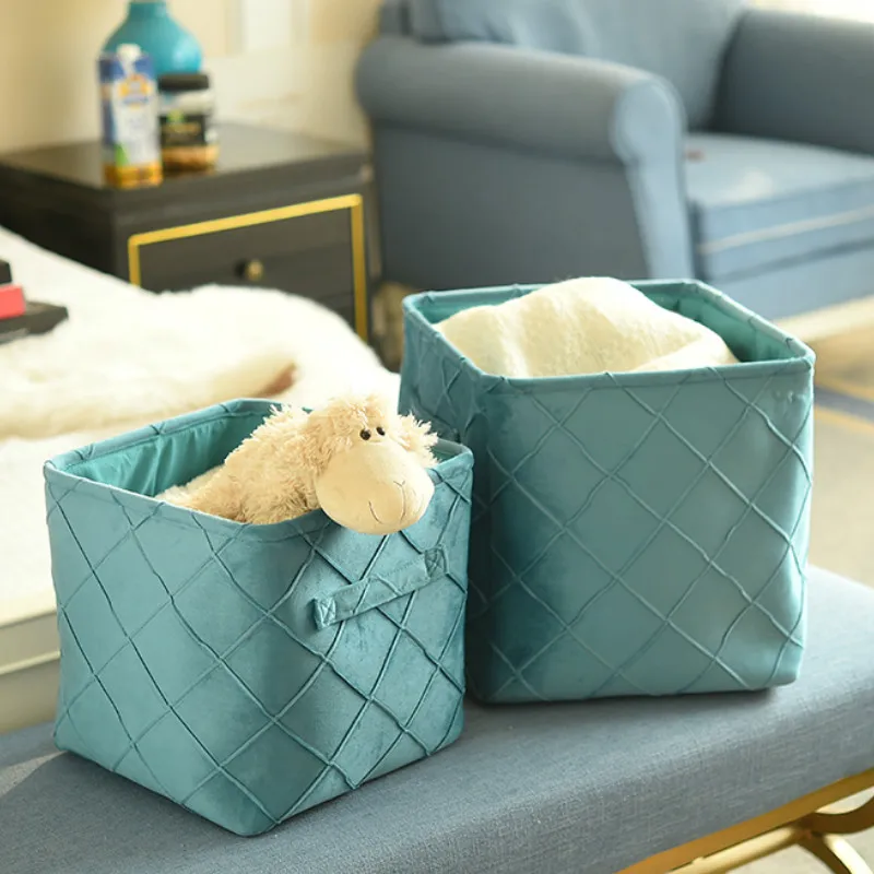 Бархатная корзина DUNXDECO органайзер для хранения одежды и игрушек современный