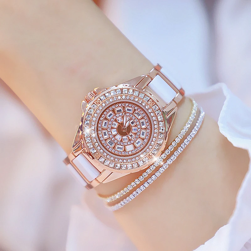Часы женские кварцевые со стразами Роскошные наручные с циферблатом браслетом |