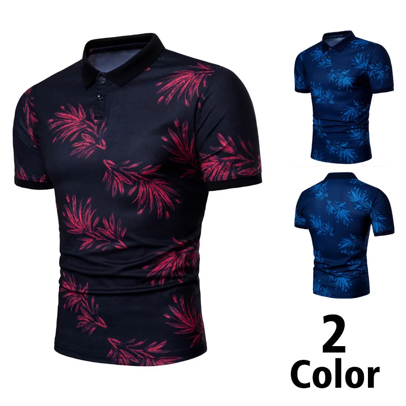 Мужские рубашки поло из хлопка с коротким рукавом однотонной вышивкой летние