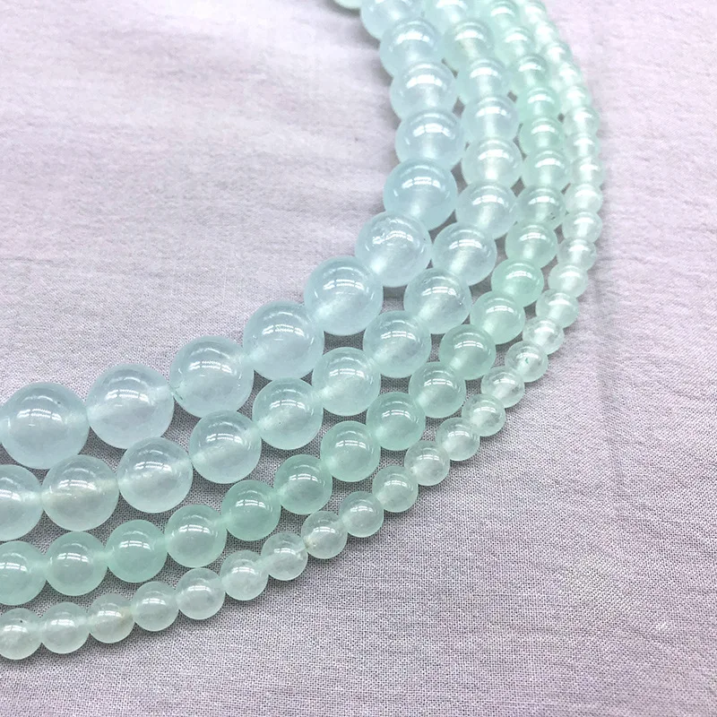 Трендовый натуральный камень голубой халцедон круглые Агаты бусины 6 8 10 12 мм DIY