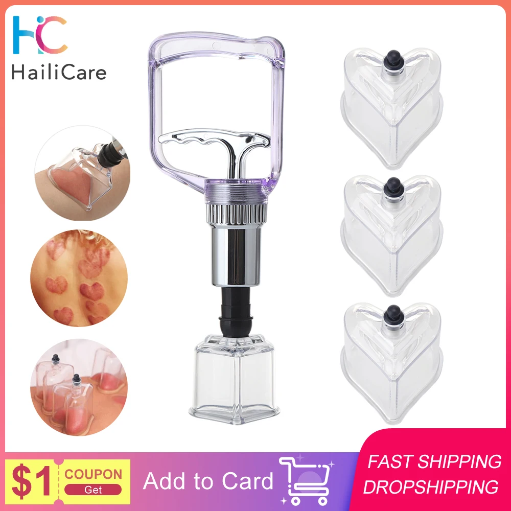 

Heart Shape Vacuum Cupping Set Chinese Medical Therapy Cellulite Body Massager Anti Rupture Cans Guasha Suction Cup Healthy Care