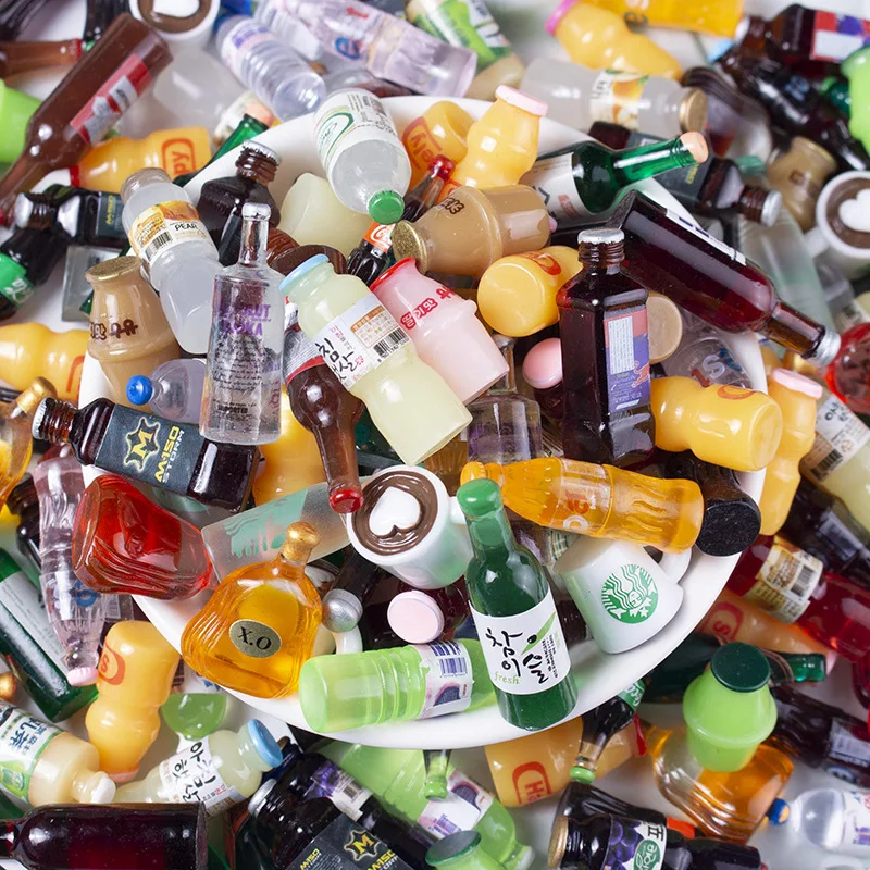 

10 Pcs Resin Accessories Simulation Wine Bottle Beer Beverage Creat Earring Pendant Material Diy Cartoon Three-dimensional Mixed