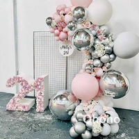 pastel pink silver 21st birthday party balloon garland arch kit wedding baby shower girl christening kids decoration accessories