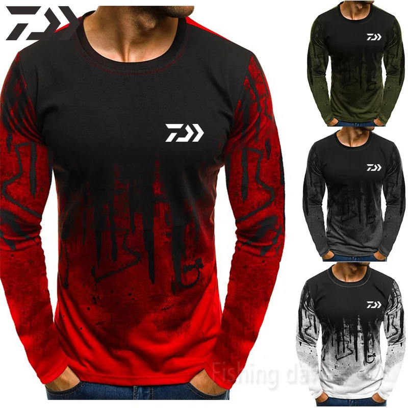 

Spring Summer Daiwa Fishing Shirt Men Thin Breathable Quick Dry Fishing T-shirt Patchwork Outdoor Sport Fishing Sweatshirt Tee