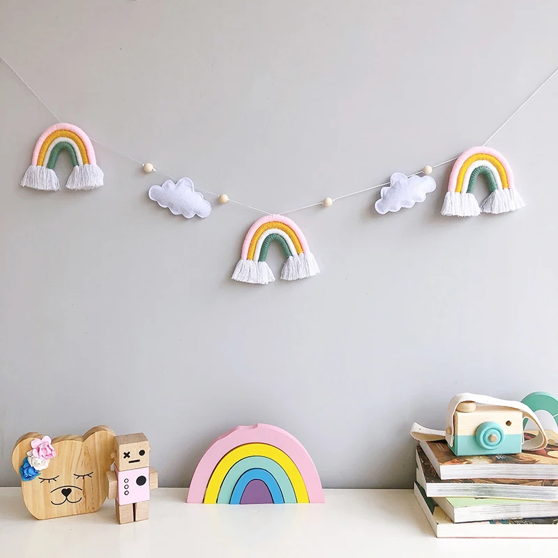 

INS Nordic Rainbow Wind Cloud Design Pendant Fresh And Beautiful Suitable For Children's Rooms Bedrooms Kindergartens Decoration