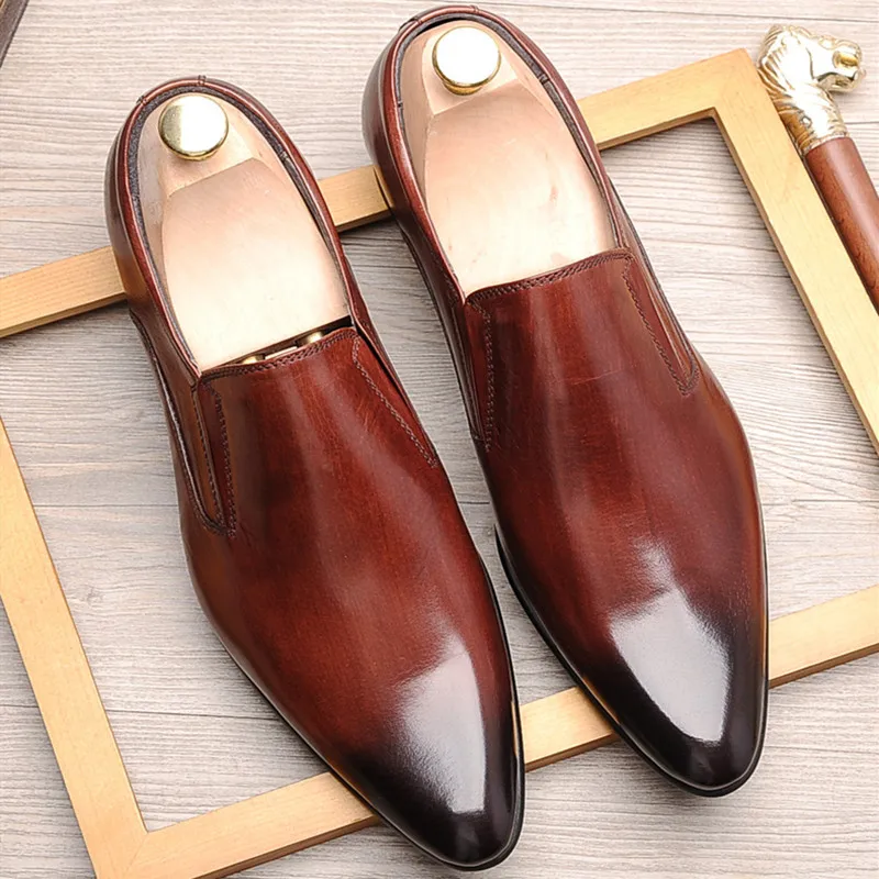 

Men Shoes Autumn Formal Genuine cow Leather Business Casual Men Dress Shoes Office Luxury Male Oxfords Wedding slip on Shoe