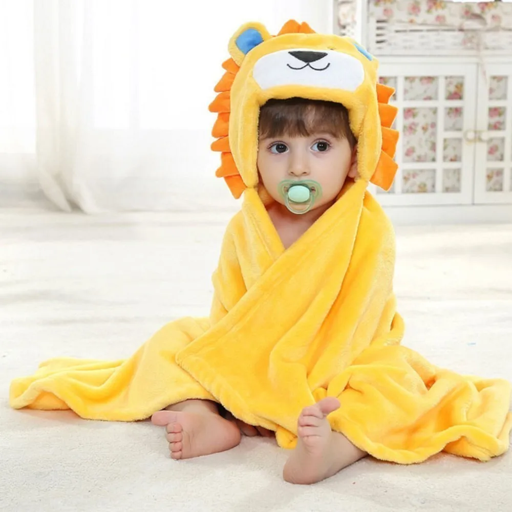 

Soft Cartoon Hooded Baby Bathrobe Cute Animal Babies Blanket Square Hooded Bath Wrap Swaddle Newborn Bathrobe Cloak Baby Towel