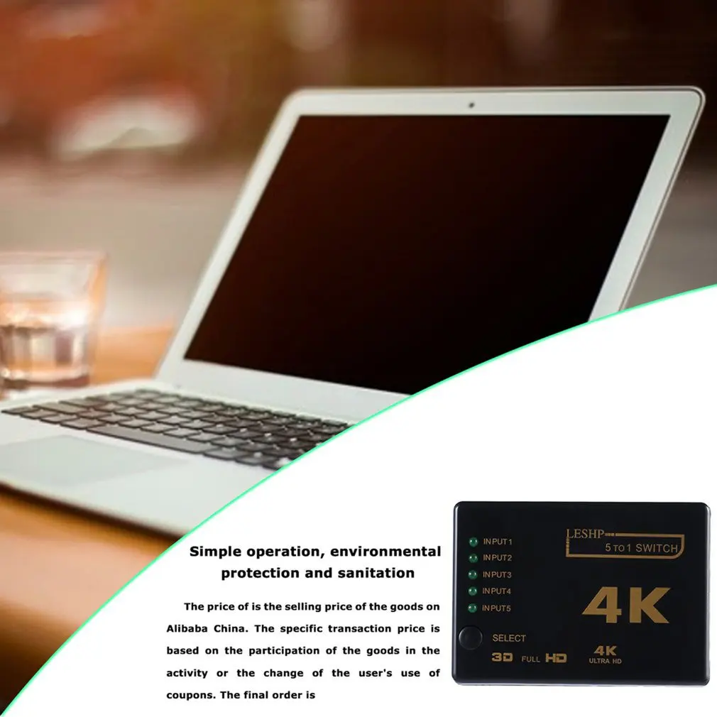 

Mini HDMI-compatible Switcher 4K 1080P 3 5 Port HDMI-compatible Switch Selector Splitter With Hub IR Remote Controller