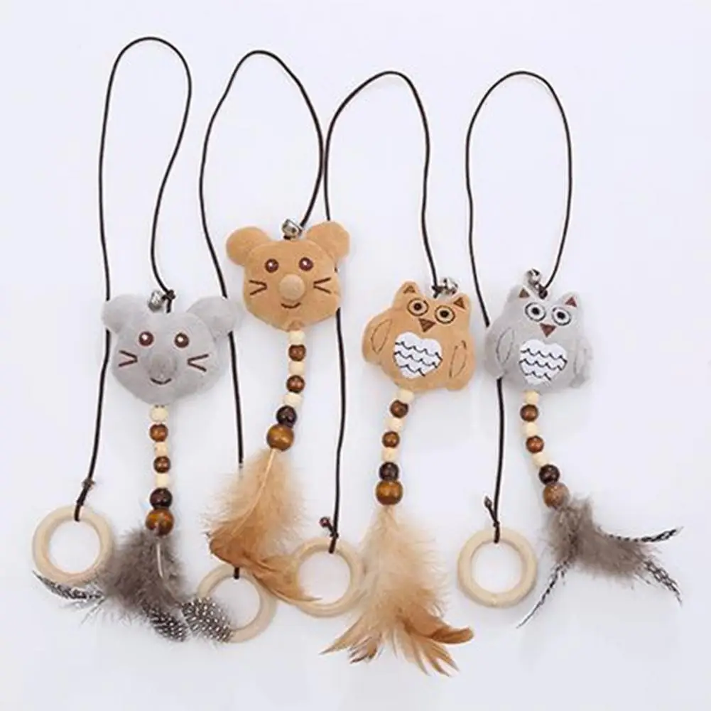 

Portable Harmless Kitten Teaser Feather Toy Pet Toy Kitten Teaser with Cartoon Decor for Casual