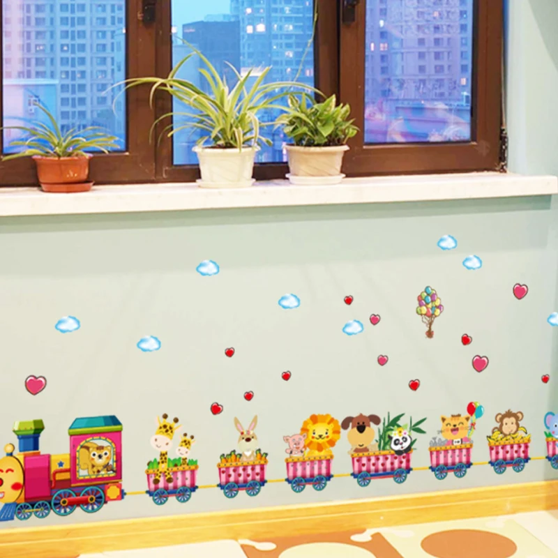 

Train Circus Wildlife Park Mural Children's Room Home Decor Train Vinyl Children's Room Sticker Nursery Decoration