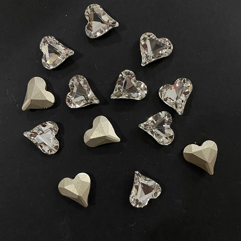 10PCS 8x9mm12x13mmSweet Heart Glitter Glass Rhinestones Different Color Nail Rhinestone 3D Jewelry Making Beads DIY Art Gem | Красота и