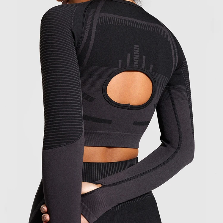 Новинка 2020 спортивный кроп топ для йоги Женская бесшовная футболка с длинным