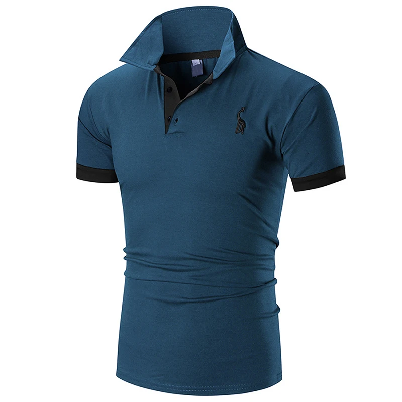 Men's summer casual solid color European and American style fashion high-end short-sleeved polo t-shirt | Мужская одежда