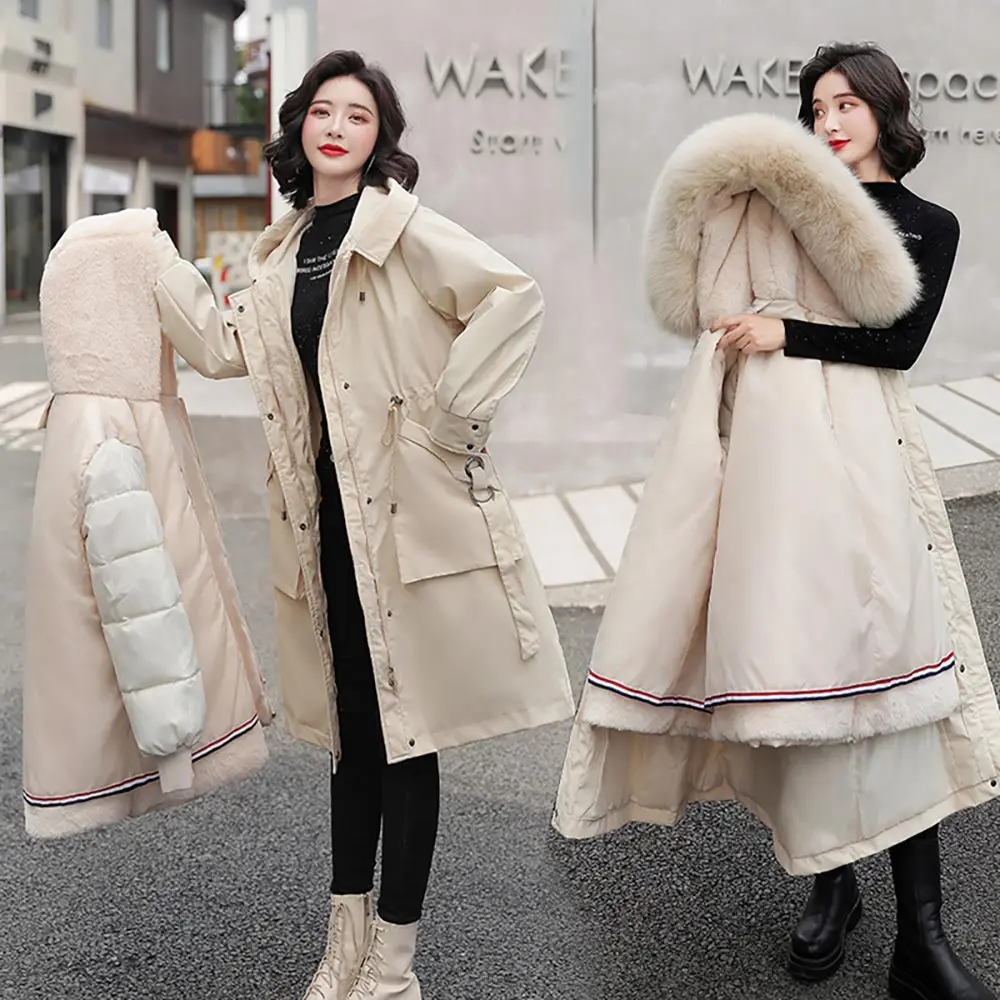 PinkyIsBlack -30 Degrees Autumn Winter Women Coat Long Parkas Female Warm Removable Fur Liner Hooded Winter Jacket Women Outwear