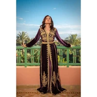 moroccan caftan evening dresses beaded long women formal party gowns with sleeves arabic muslim vestidos de fiesta ev148
